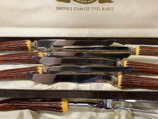 Lion Brand Cutlery Sheffield Stainless Steel Steak Knives & Carving Set IOB image number 3
