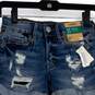NWT Womens Blue Distressed Low Rise Stretchy Cuffed Shorts Size 00 image number 3