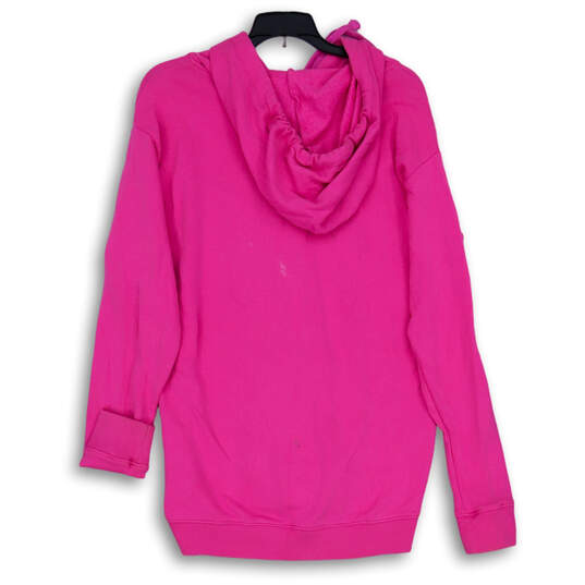 Womens Pink Long Sleeve Kangaroo Pockets Full-Zip Hoodie Size Small image number 2