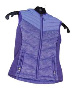 Girls Purple Sleeveless Full Zip Hooded Puffer Vest Jacket Size XS
