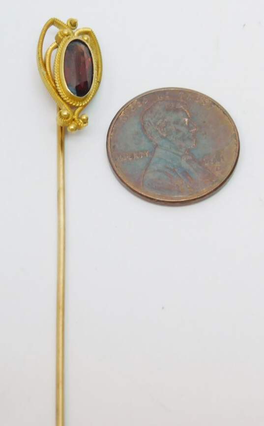 Vintage 14k Yellow Gold Garnet Stick Pin 3.0g image number 6