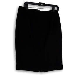 Womens Black Flat Front Back Zip Short Straight And Pencil Skirt Size 6