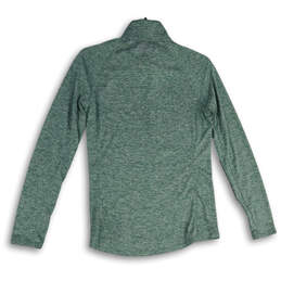 Womens Green Heather Mock Neck 1/2 Zip Long Sleeve Activewear Top Size S alternative image