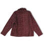 Womens Red White Long Sleeve Mock Neck Pockets Full-Zip Fleece Jacket Sz XL image number 2
