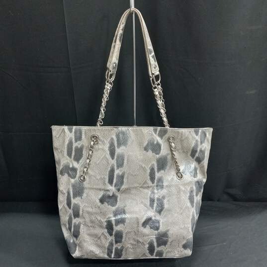 Kenneth Cole Reaction Snakeskin Pattern Cloth Tote Purse image number 2