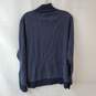 Large Size Blue with White Stripe Quarter Zip Merino Wool Pullover image number 2