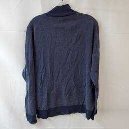 Large Size Blue with White Stripe Quarter Zip Merino Wool Pullover alternative image