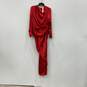 NWT Asos Design Womens Red Round Neck Long Sleeve Back Zip Maxi Dress Size 10 image number 1