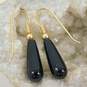 14K Yellow Gold Black Glass Earrings 1.9g image number 1