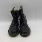 Womens Black Leather Lace-Up Round Toe Block Heel Ankle Combat Boots Size 8 image number 1