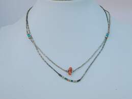 Southwestern Artisan 925 Coral Turquoise & Shell Necklaces 6.2g