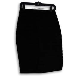 Womens Black Stretch Back Zip Knee Length Bandage Skirt Size 4