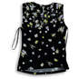 Womens Black Floral Round Neck Regular Fit Sleeveless Blouse Top Size Small image number 2