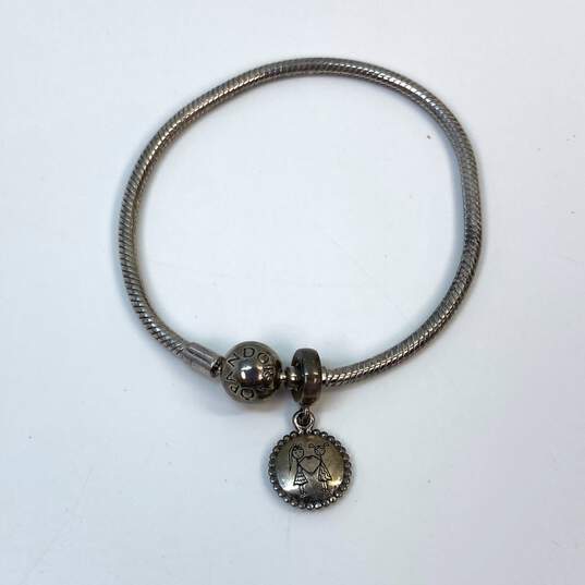 Designer Pandora S 925 ALE Sterling Silver Snake Chain Bracelet With Charm image number 2