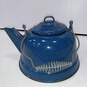Vintage Blue Speckled Enamel Tea Kettle image number 4