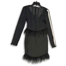 Personal Privilege Womens Black Silver Fringe V-Neck Back Zip Mini Dress Size M alternative image