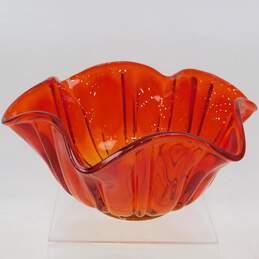 MCM Mid Century Modern LE Smith Simplicity Amberina Red Orange Ombre Glass Bowl
