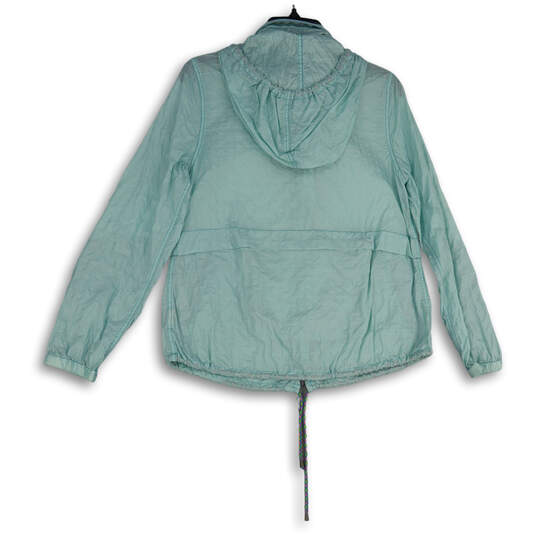 Womens Teal Long Sleeve Drawstring Hooded Full-Zip Jacket Size Medium image number 2