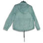 Womens Teal Long Sleeve Drawstring Hooded Full-Zip Jacket Size Medium image number 2