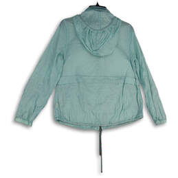 Womens Teal Long Sleeve Drawstring Hooded Full-Zip Jacket Size Medium alternative image