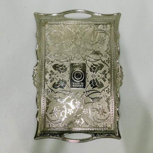Turkish Metal Acar Rectangle Silver Serving Tray image number 4