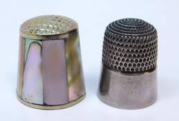 925 Sterling Silver Mother of Pearl & Abalone Inlay Thimbles