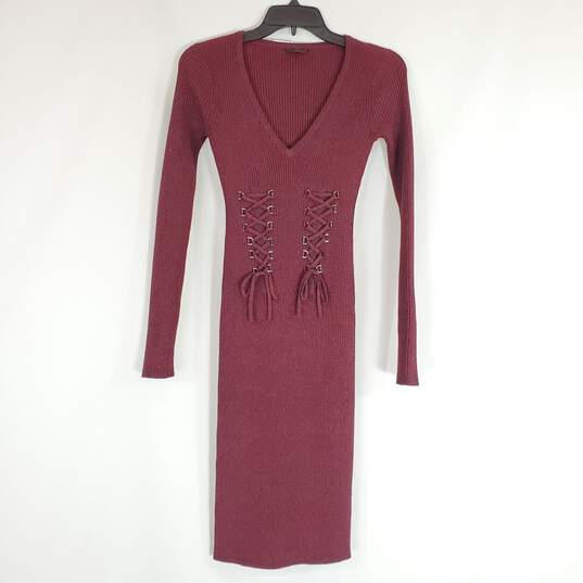 Guess Women Burgundy Sweater Dress S NWT image number 1