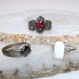 Bundle Of 3 Sterling Silver Stone Rings (Size 9.25, 9.50, 10.25) - 17.1g