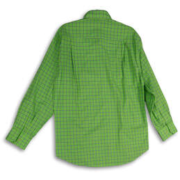 Mens Green Blue Check Long Sleeve Spread Collar Button-Up Shirt Size Medium alternative image