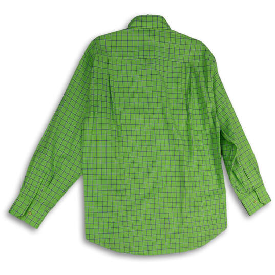 Mens Green Blue Check Long Sleeve Spread Collar Button-Up Shirt Size Medium image number 2