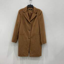 Lauren Ralph Lauren Womens Brown Long Sleeve Button Front Overcoat Size 16