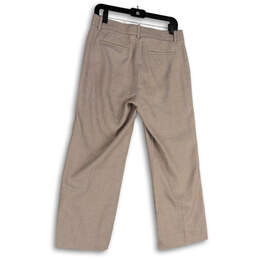 Womens Beige Flat Front Slash Pocket Straight Leg Dress Pants Size 6 alternative image