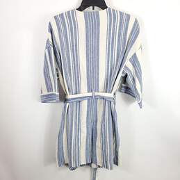 Anthropologie Women Blue Striped Linen Coat XS NWT alternative image