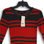 NWT Womens Red Gray Striped Long Sleeve Pullover Sweater Dress Size 2 image number 3