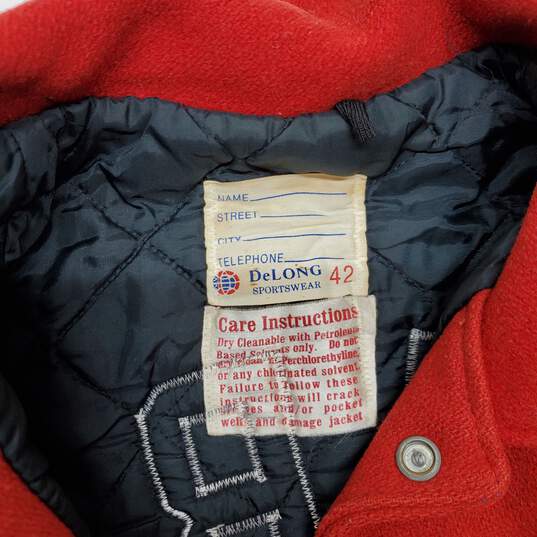 Vintage DeLong Sportswear Button Up Varsity Jacket Size 42 image number 3