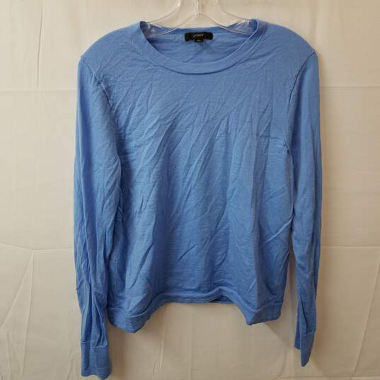 J. Crew Light Blue Long Sleeve Merino Wool Pullover Sweatshirt Women's Size XL image number 1