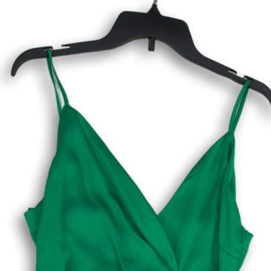 Akira Womens Green Sleeveless Spaghetti Strap Front Tie Wrap Mini Dress Size M image number 3