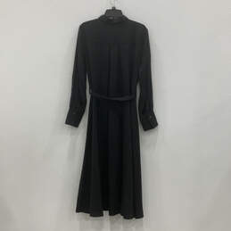 NWT Womens Black Long Sleeve Collared Button Up Midi Shirt Dress Size Large alternative image