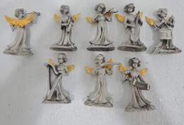 Vintage Camco 2 Inch Pewter Angels w/ Instruments & Gold Wings Lot of 8