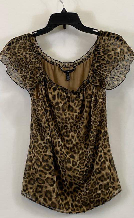 White House Black Market Women's Leopard Blouse- M NWT image number 1