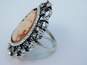 Amedeo Silver Tone Carved Shell Cameo Rhinestone Statement Ring 11.8g image number 2