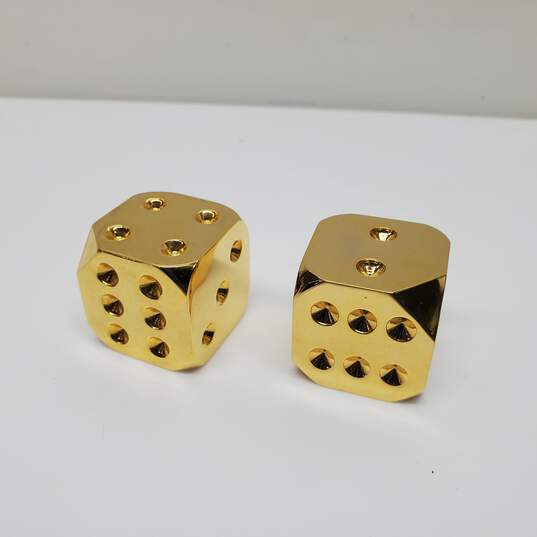 Pair Of VTG. Miniature Brass Dice Figurine Clocks Untested P/R image number 3