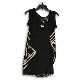 NWT BCBGMAXAZRIA Womens Black White Geometric Print Round Neck Mini Dress Sz XS alternative image