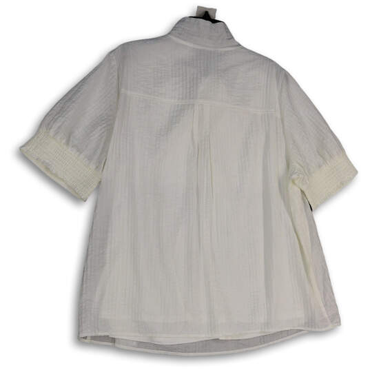 NWT Womens White Short Sleeve Tie Neck Pullover Blouse Top Size 20 image number 2