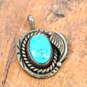 Southwestern Artisan 925 Sterling Silver Faux Turquoise Pendant 2.4g image number 1