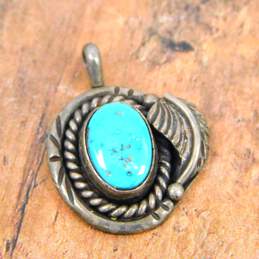 Southwestern Artisan 925 Sterling Silver Faux Turquoise Pendant 2.4g