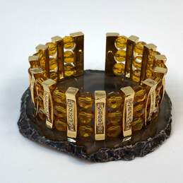 Designer Joan Rivers Gold-Tone Yellow Simulated Topaz Stone Cuff Bracelet
