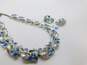 Vintage Lisner Blue Icy Rhinestone & Silver Tone Clip-On Earrings & Necklace 72.5g image number 1