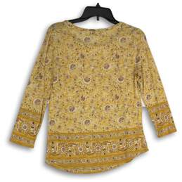 Lucky Brand Womens Yellow Brown Floral Long Sleeve Pullover Blouse Top Size S alternative image