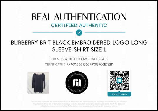 Burberry Brit Black Embroidered Burberry Brit Black Embroidered Logo Long Sleeve Shirt Women's Size L AUTHENTICATED image number 6
